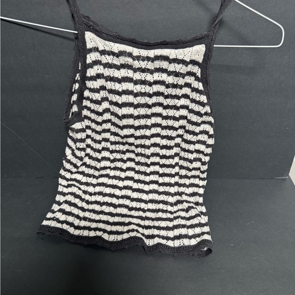 American Eagle Outfitters Black and White Ruched Camisole